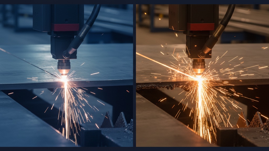 Comparativa visual entre corte láser de fibra y plasma