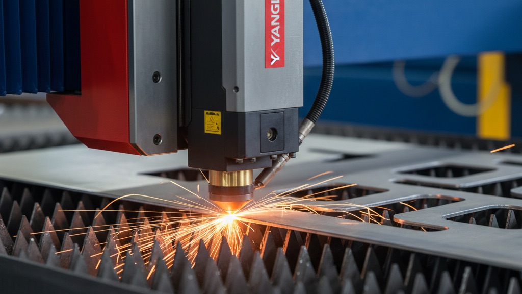 Cabezal de corte láser de fibra CNC sobre lámina