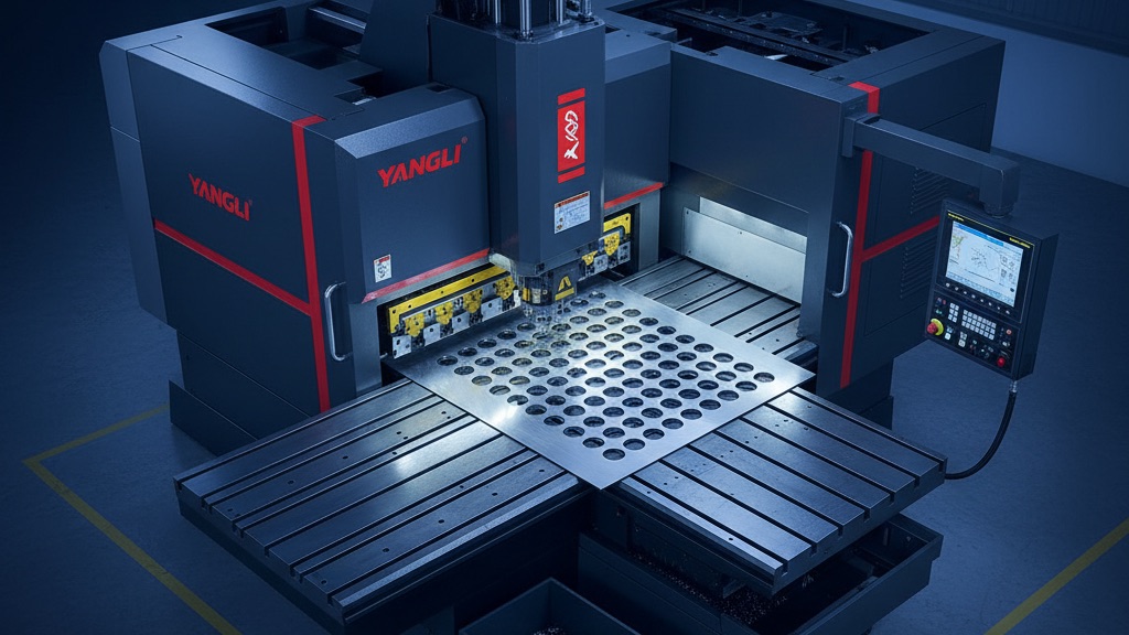 Punzonadora de torreta CNC YANGLI EP en operación