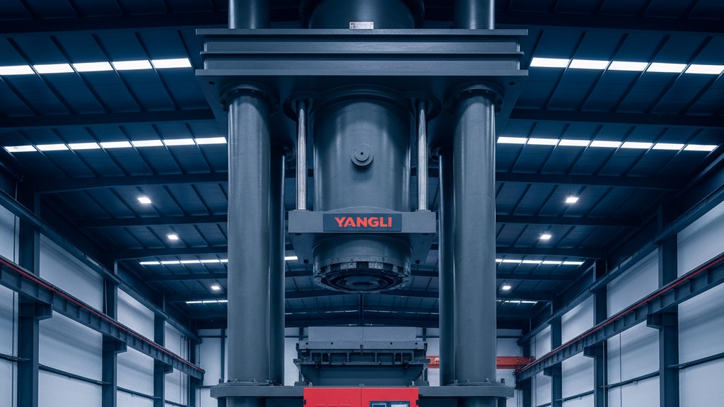 Prensa hidráulica YANGLI YGM 800 toneladas en piso de planta
